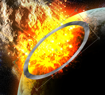 Création d'une collision entre un astéroïde et une planète avec photoshop